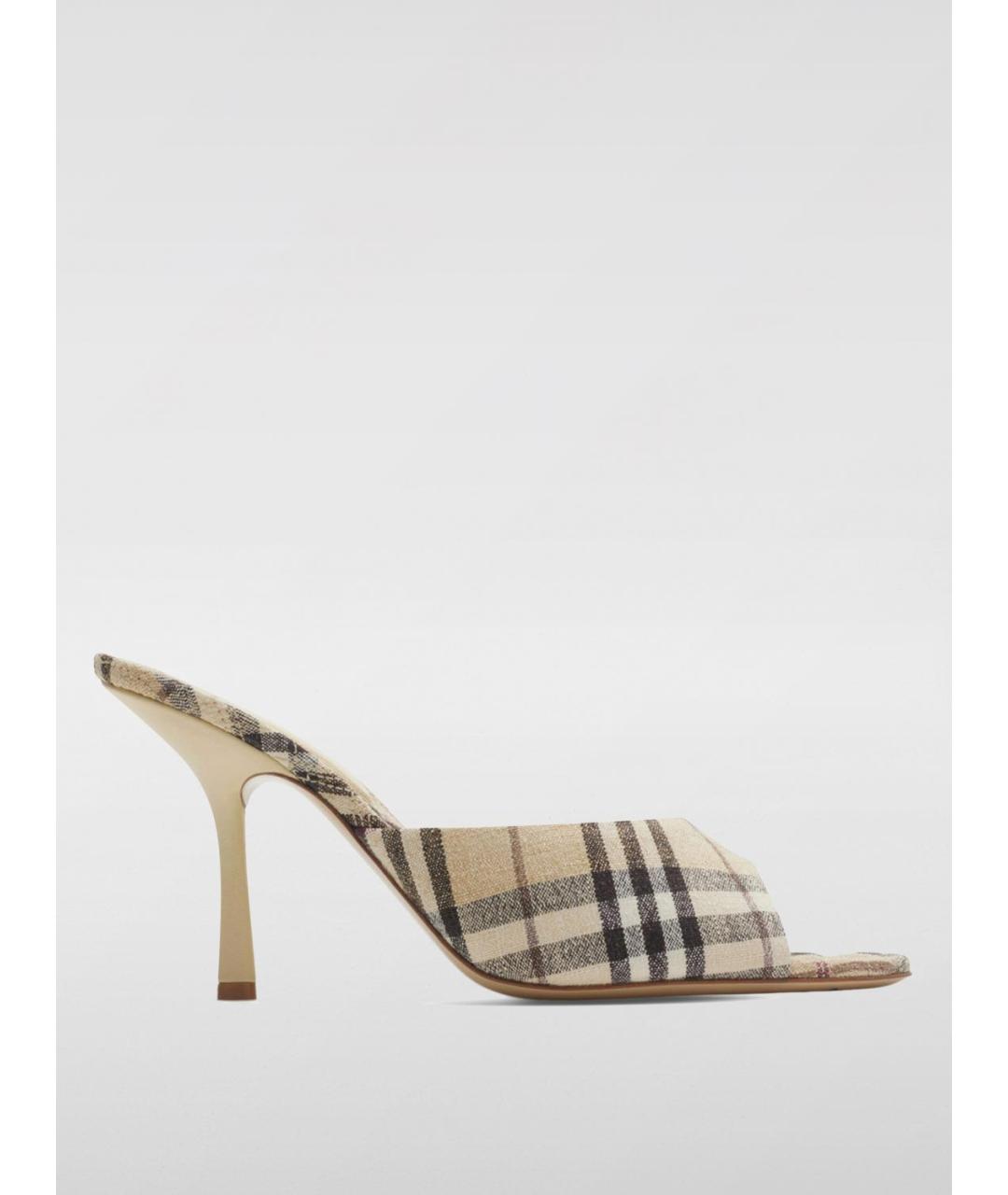 BURBERRY Бежевые текстильные мюли, фото 7