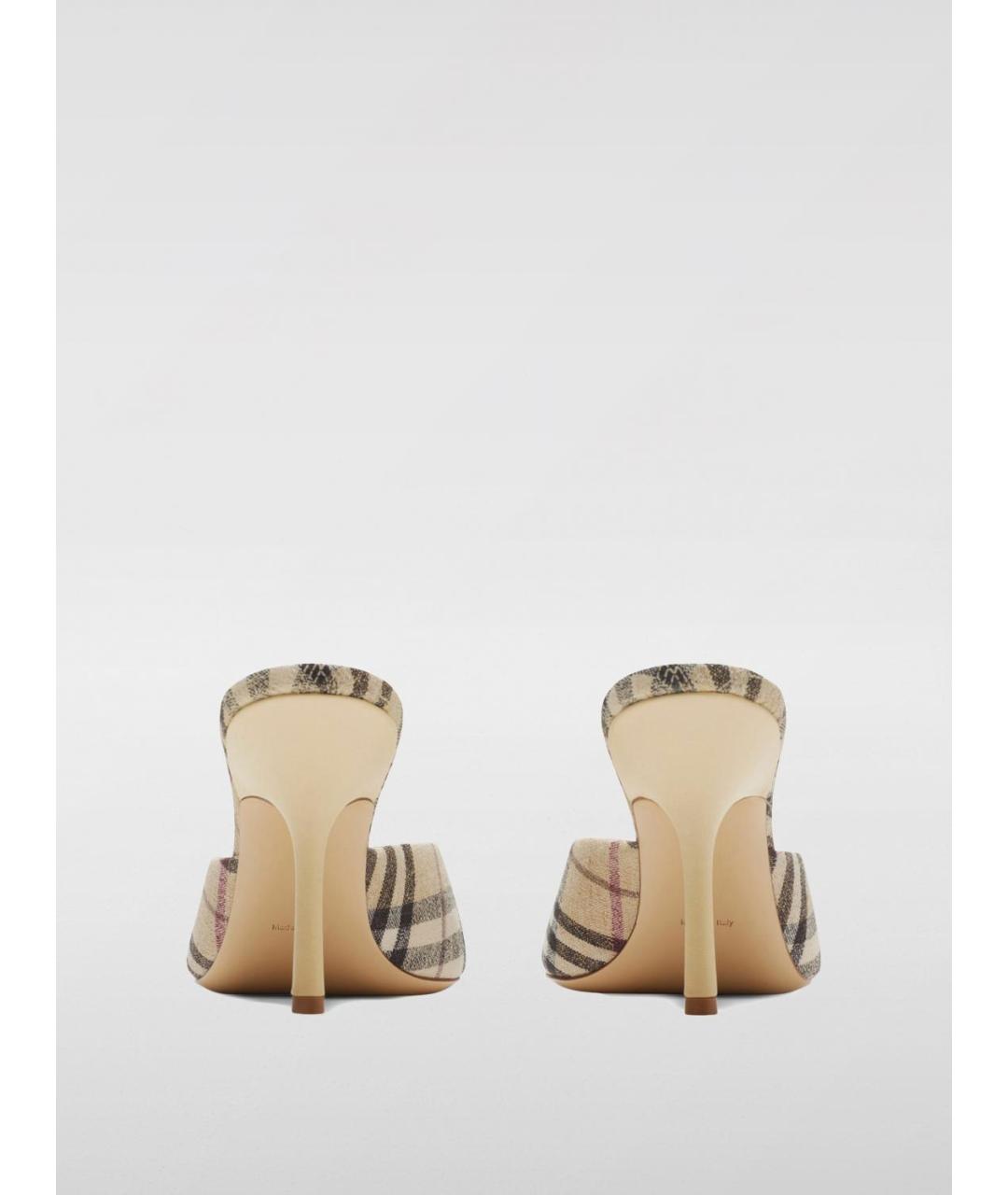 BURBERRY Бежевые текстильные мюли, фото 4