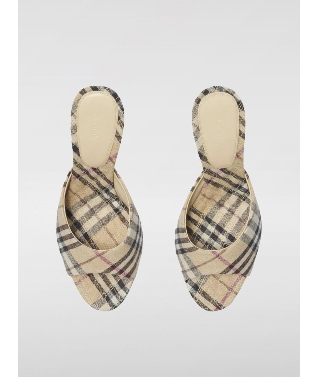 BURBERRY Бежевые текстильные мюли, фото 5