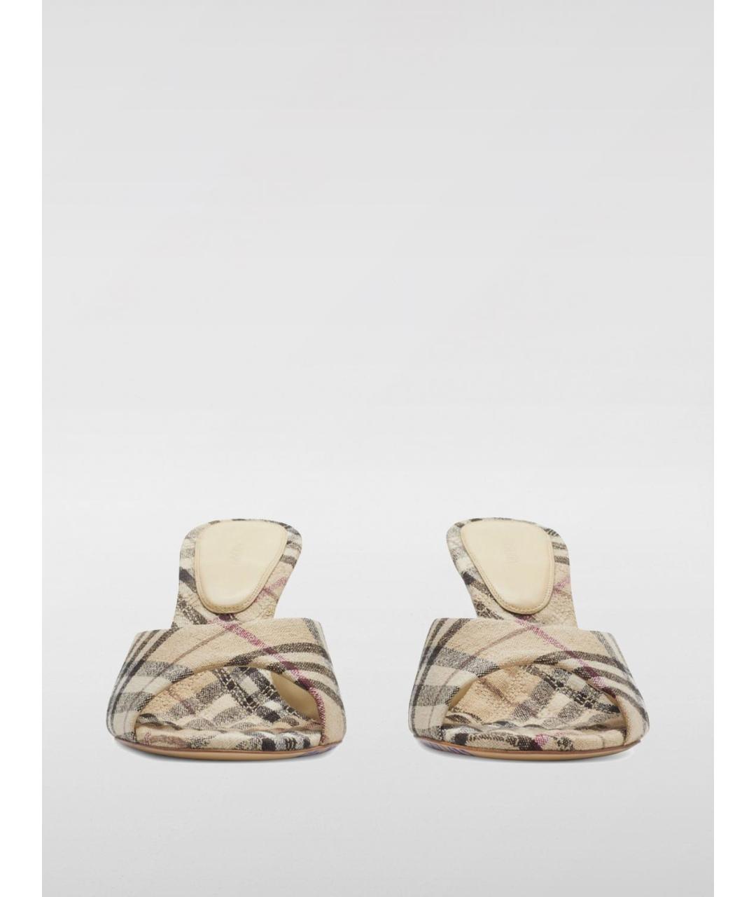 BURBERRY Бежевые текстильные мюли, фото 2