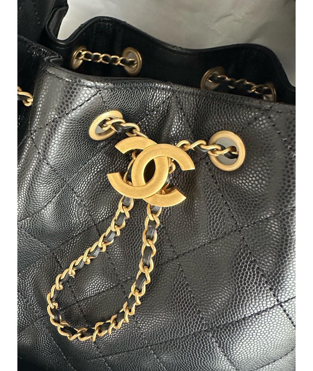 CHANEL Черная кожаная сумка тоут, фото 5