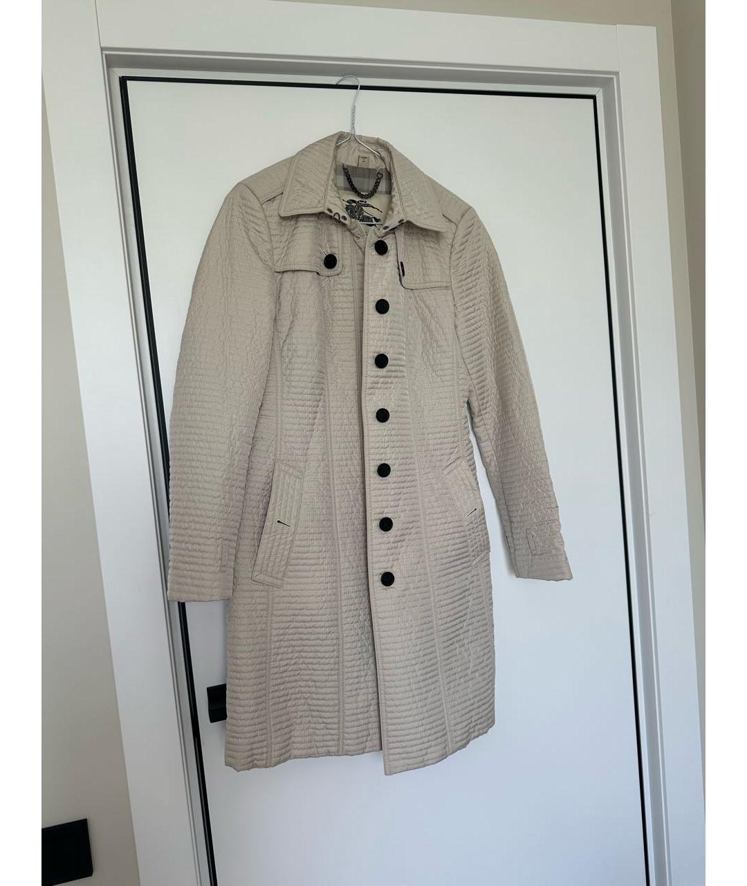 BURBERRY Бежевое полиэстеровое пальто, фото 9