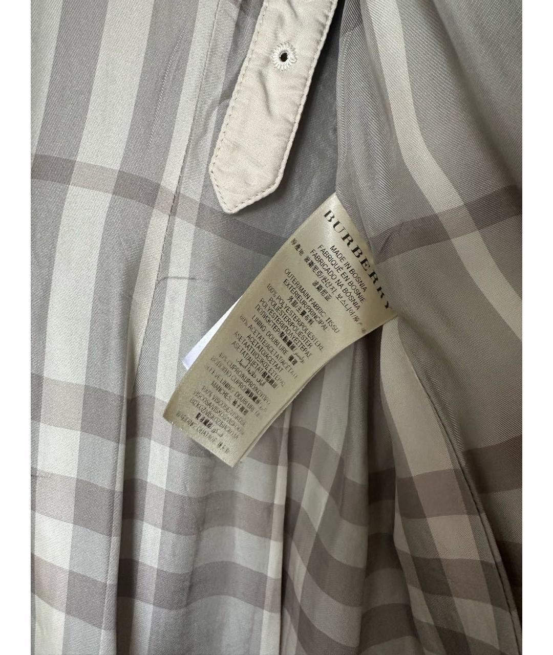 BURBERRY Бежевое полиэстеровое пальто, фото 6