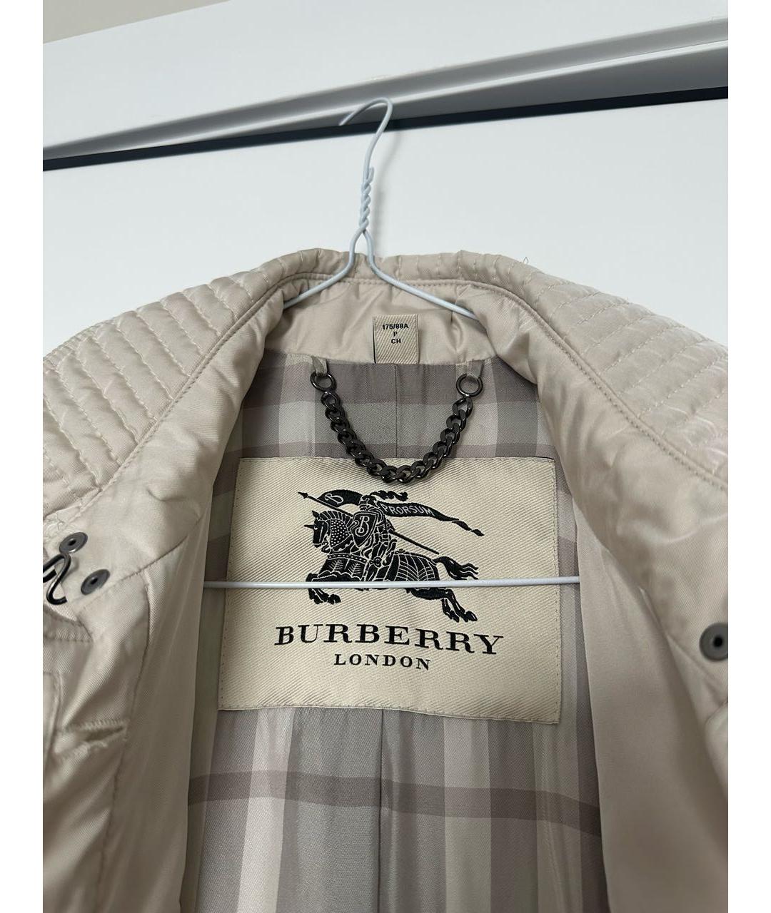BURBERRY Бежевое полиэстеровое пальто, фото 3