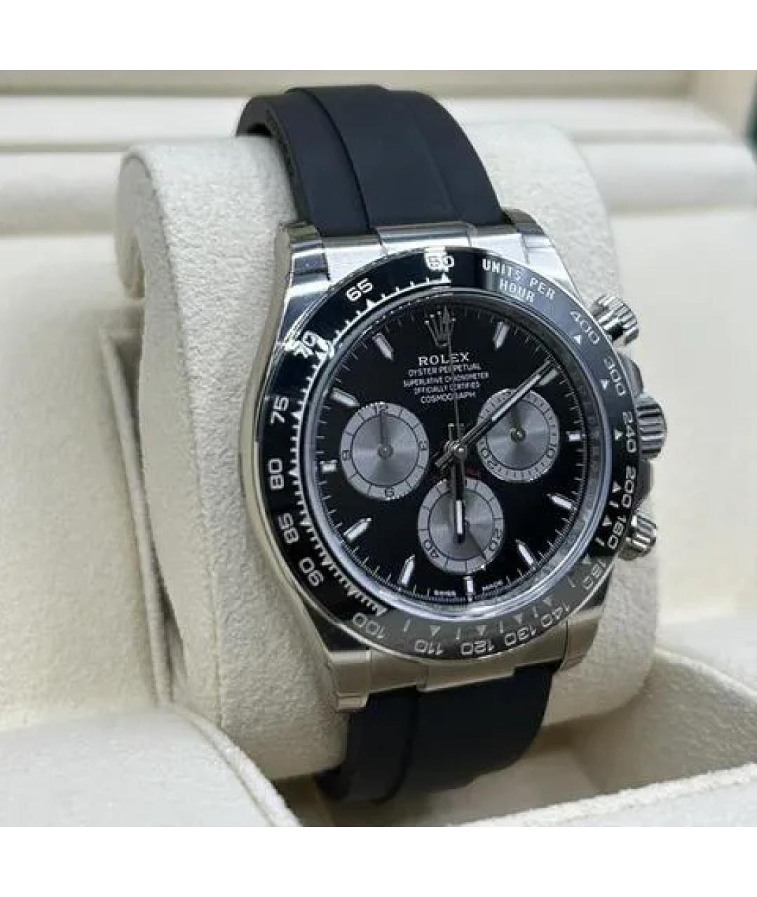 ROLEX Черные часы из белого золота, фото 2