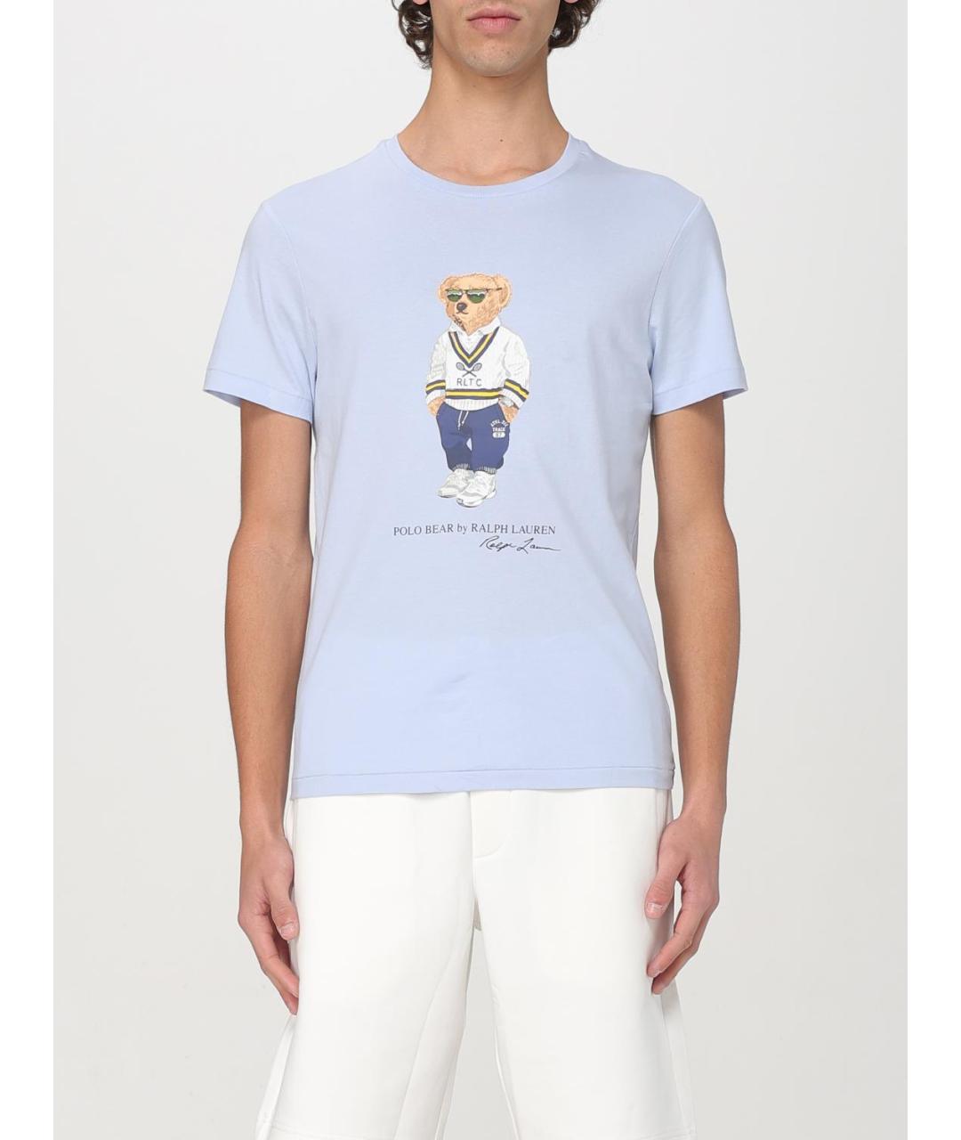 POLO RALPH LAUREN Голубая хлопковая футболка, фото 2