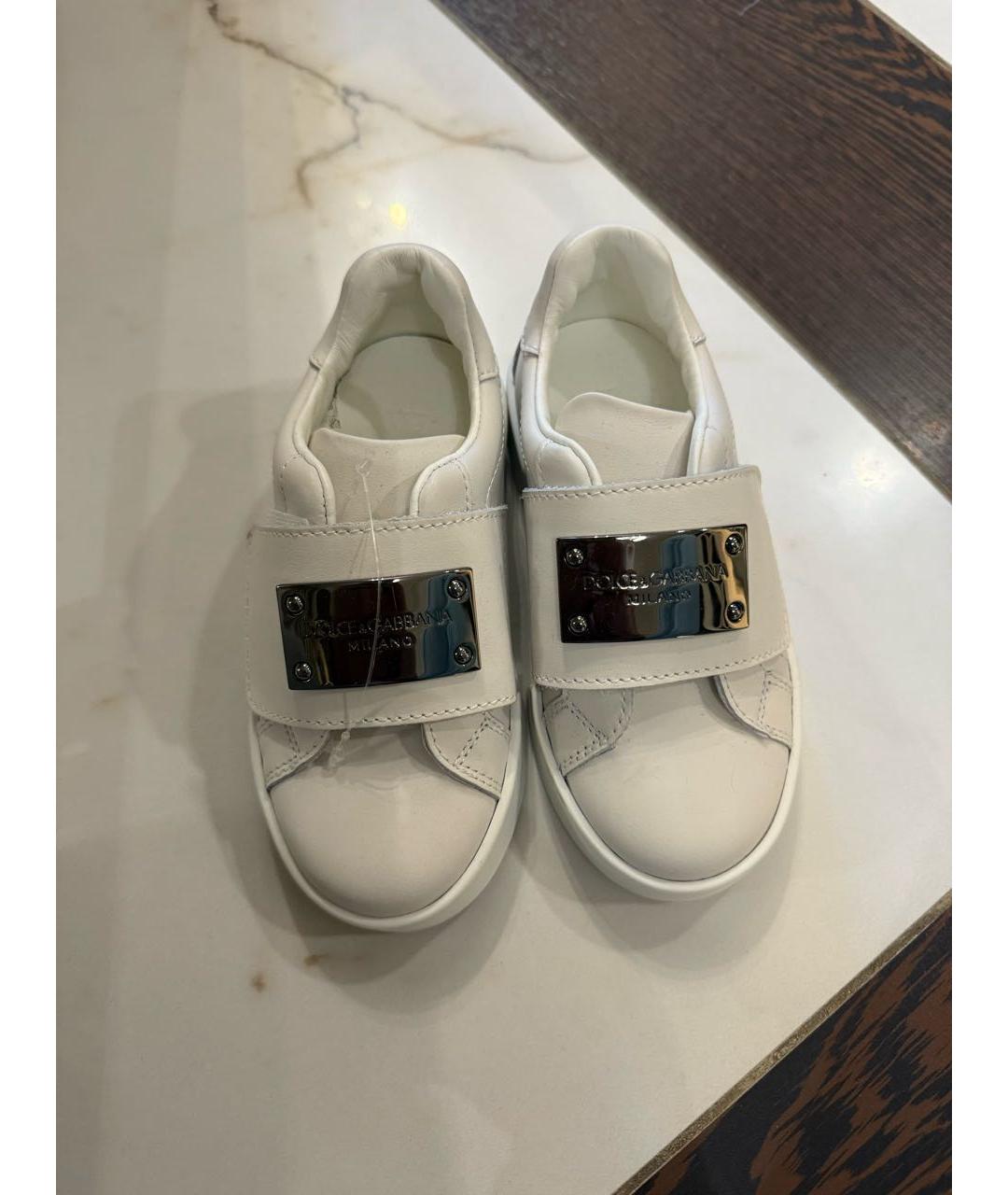DOLCE & GABBANA KIDS Белые кожаные кеды, фото 2