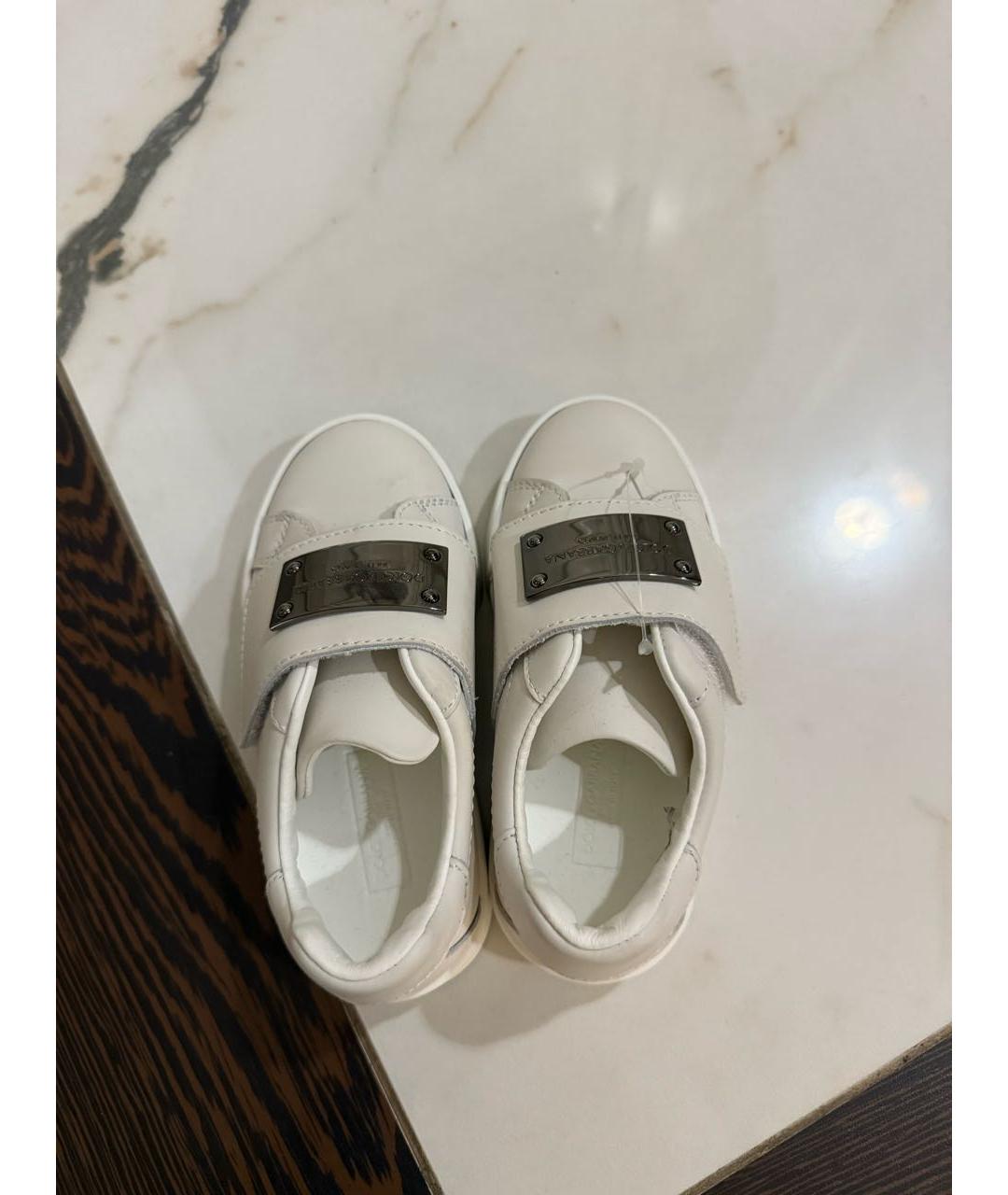 DOLCE & GABBANA KIDS Белые кожаные кеды, фото 3