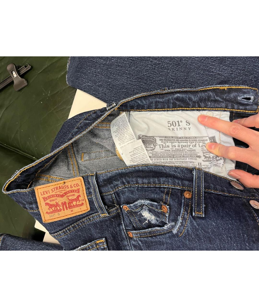 LEVI'S Темно-синие хлопко-эластановые джинсы слим, фото 6