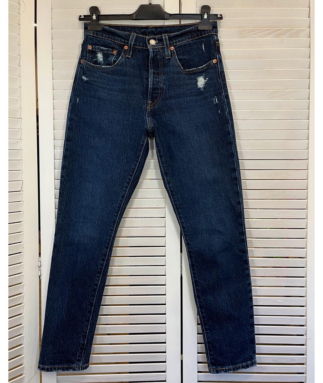 LEVI'S Темно-синие хлопко-эластановые джинсы слим, фото 9