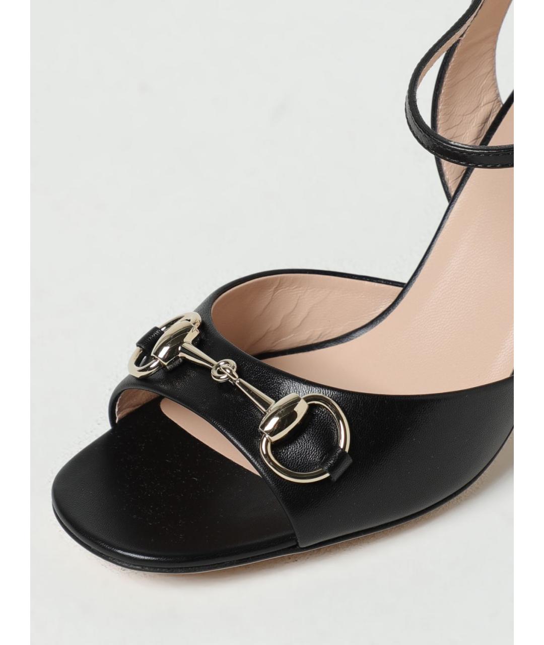 GUCCI Черные кожаные босоножки, фото 4