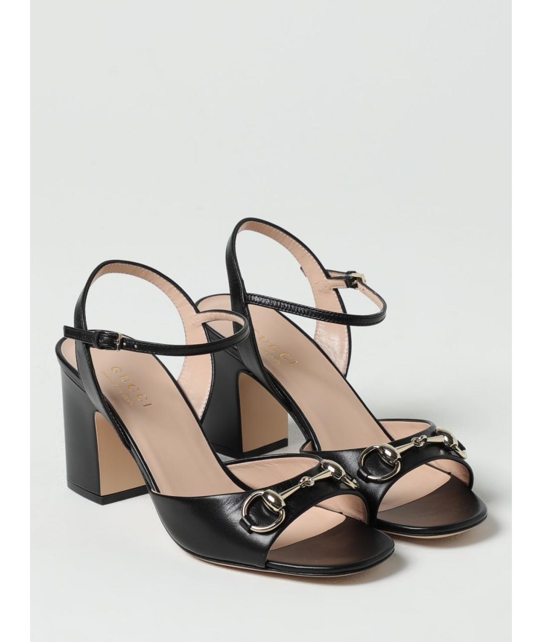 GUCCI Черные кожаные босоножки, фото 2