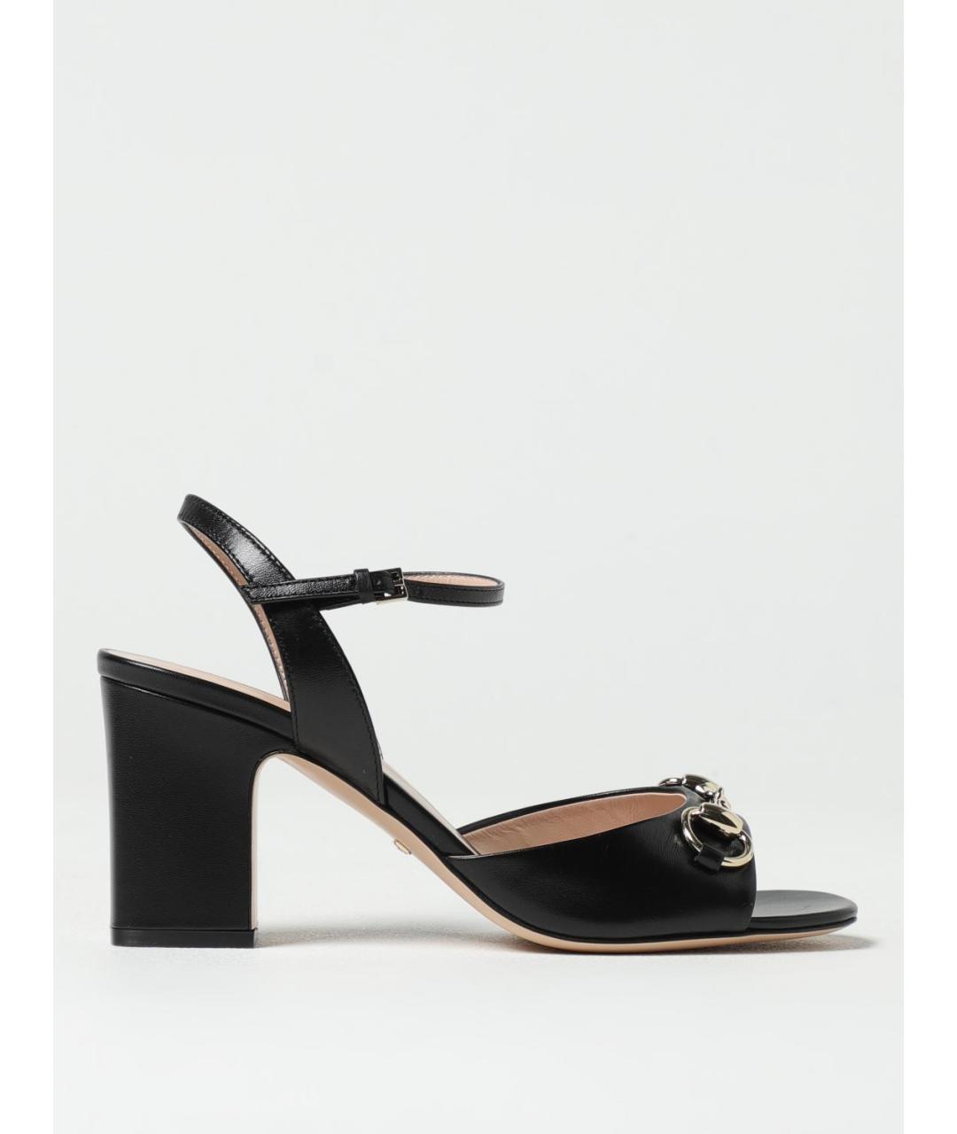 GUCCI Черные кожаные босоножки, фото 5