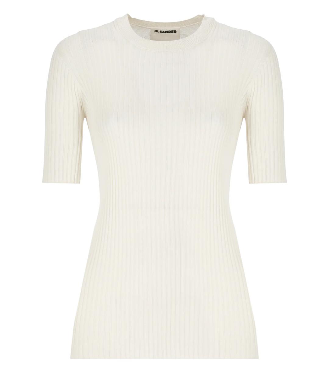 JIL SANDER Белая шелковая футболка, фото 1