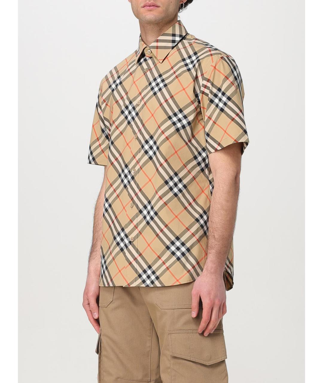 BURBERRY Бежевая хлопковая кэжуал рубашка, фото 5