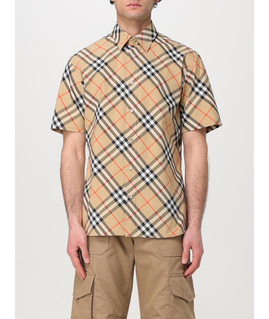BURBERRY Бежевая хлопковая кэжуал рубашка, фото 2