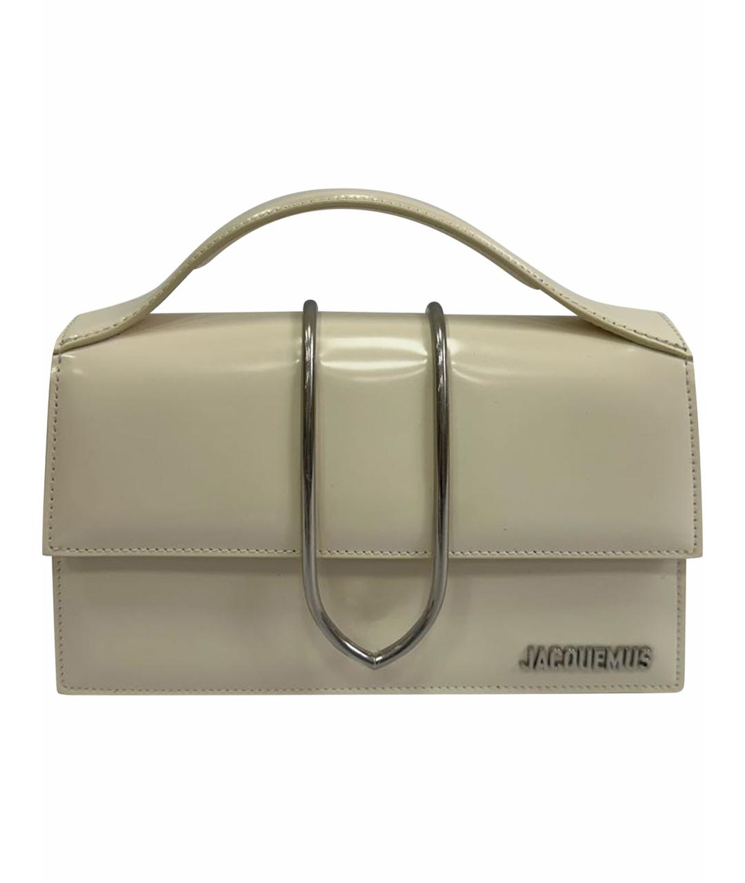 JACQUEMUS Белая сумка с короткими ручками из лакированной кожи, фото 1