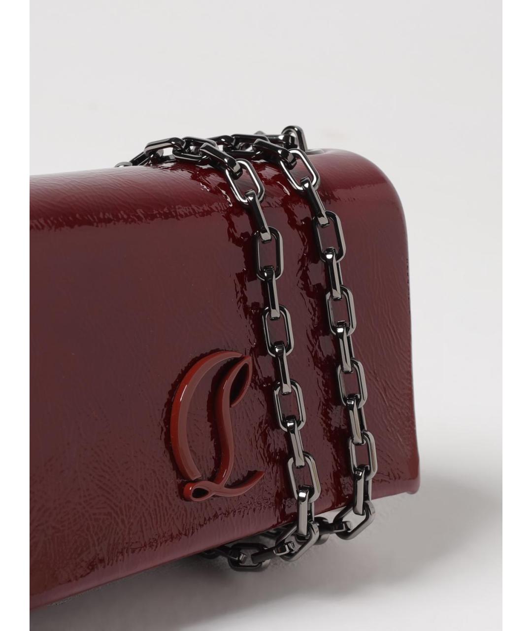 CHRISTIAN LOUBOUTIN Бордовая сумка через плечо из лакированной кожи, фото 3