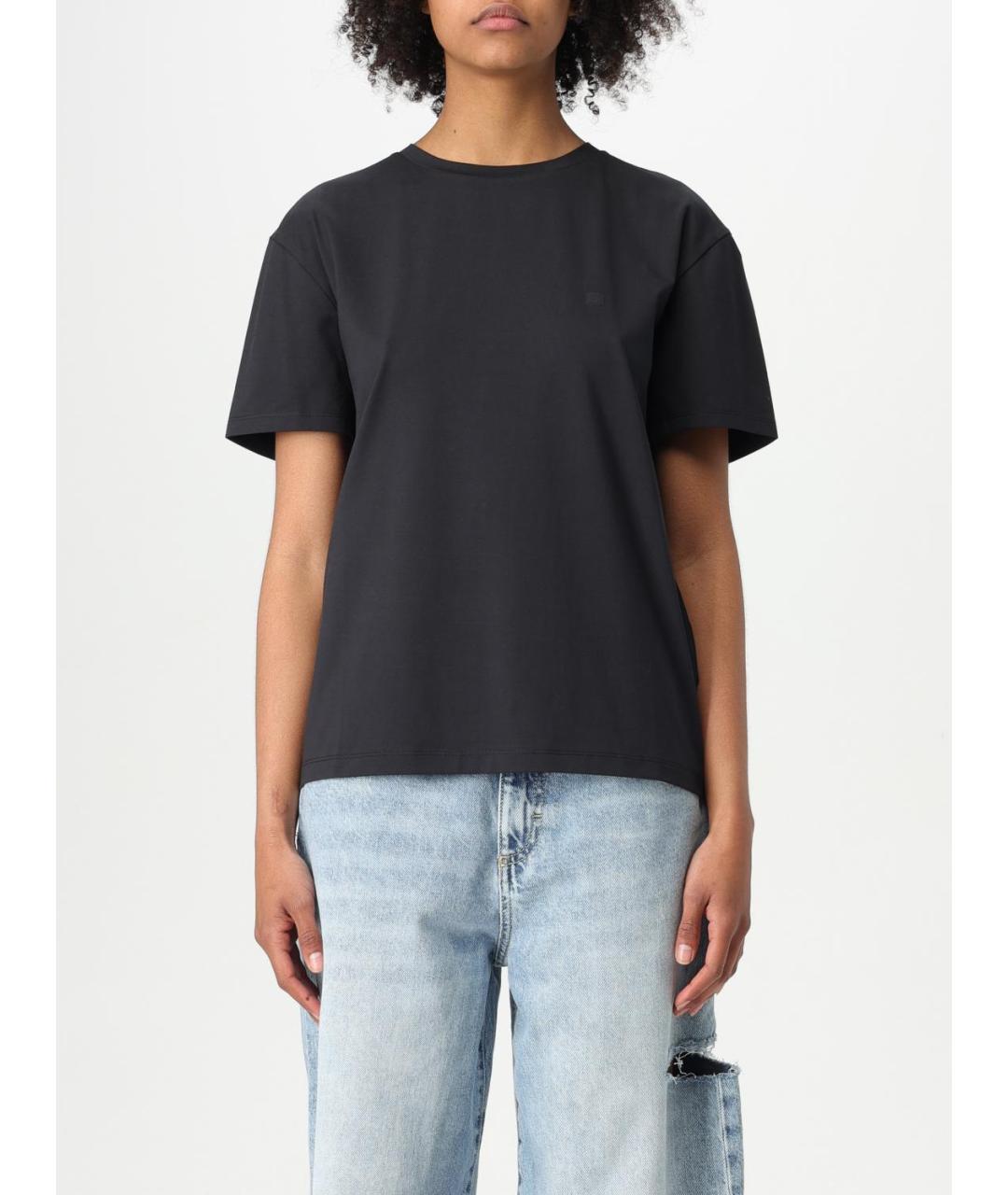 ACNE STUDIOS Черная хлопко-эластановая футболка, фото 2