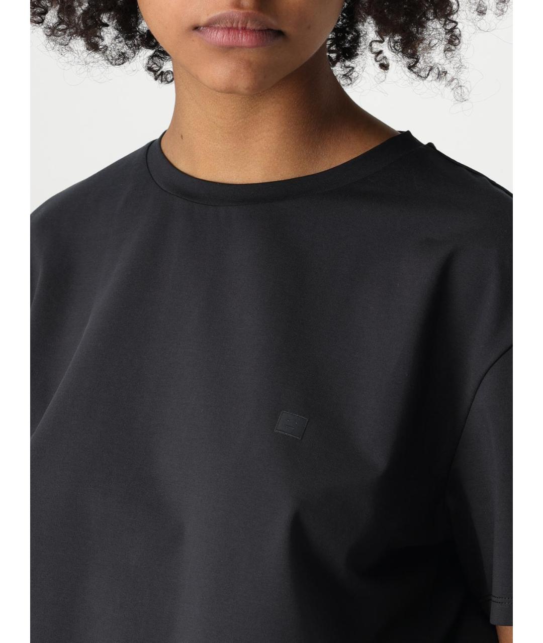 ACNE STUDIOS Черная хлопко-эластановая футболка, фото 6