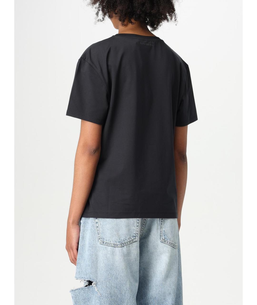 ACNE STUDIOS Черная хлопко-эластановая футболка, фото 3