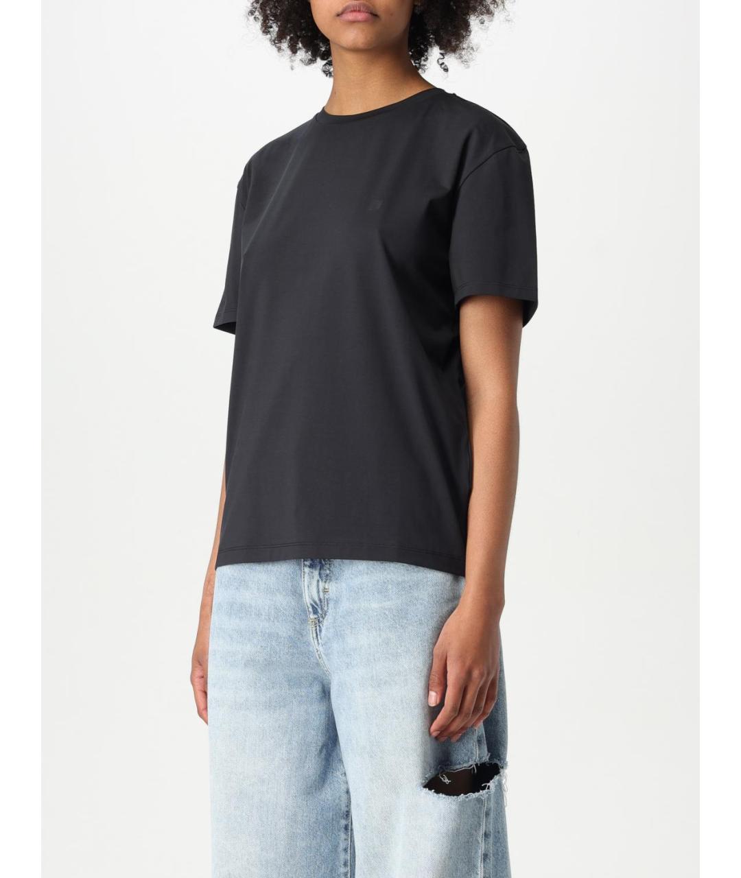 ACNE STUDIOS Черная хлопко-эластановая футболка, фото 5