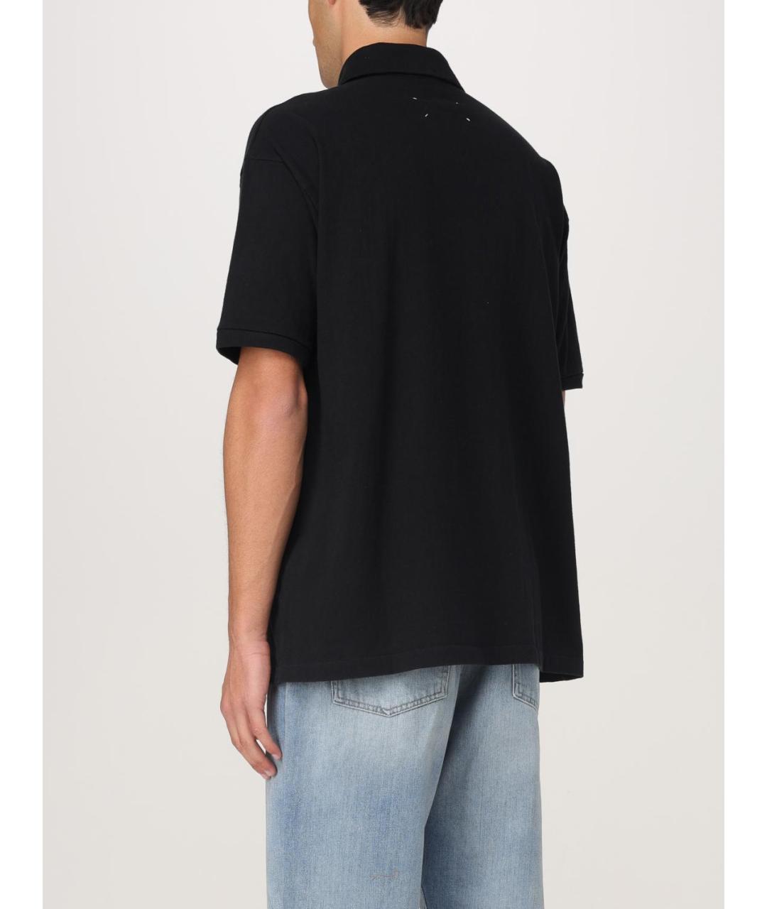MAISON MARGIELA Черное хлопковое поло с коротким рукавом, фото 4