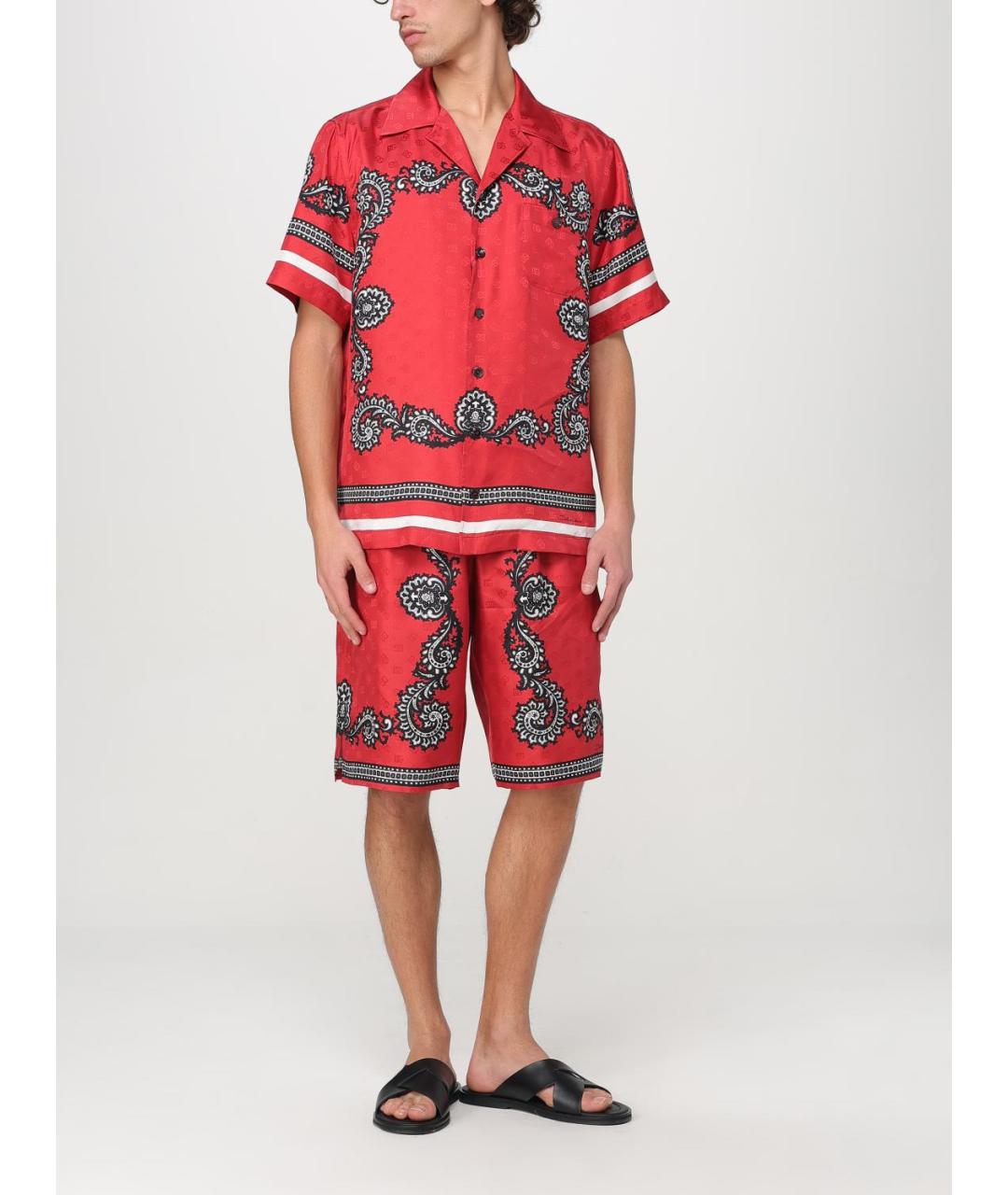 DOLCE&GABBANA Красные шелковые шорты, фото 3
