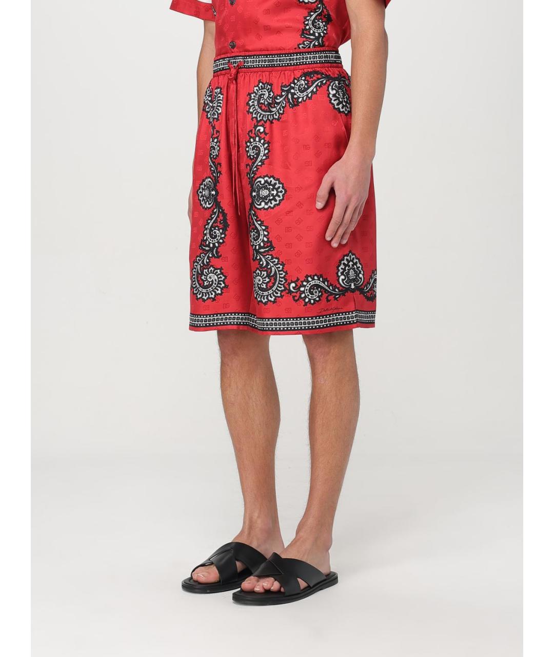 DOLCE&GABBANA Красные шелковые шорты, фото 5