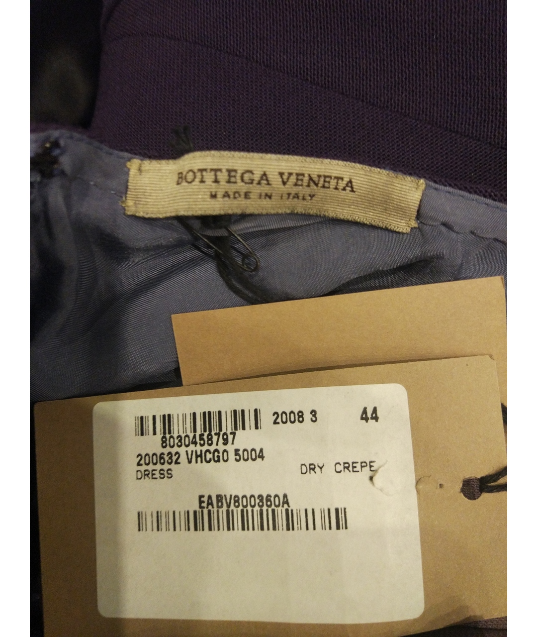 BOTTEGA VENETA Фиолетовое шерстяное повседневное платье, фото 8