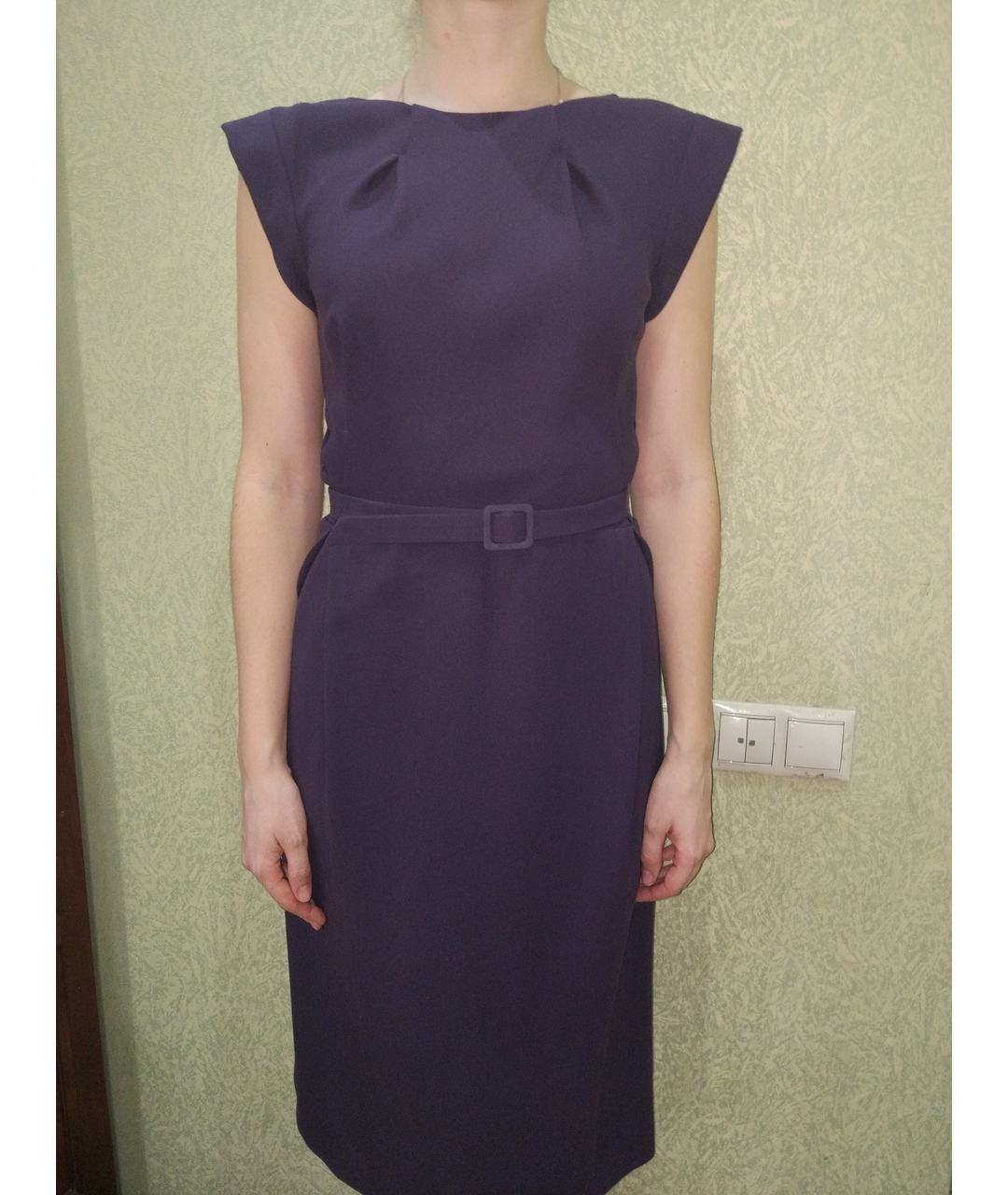 BOTTEGA VENETA Фиолетовое шерстяное повседневное платье, фото 9