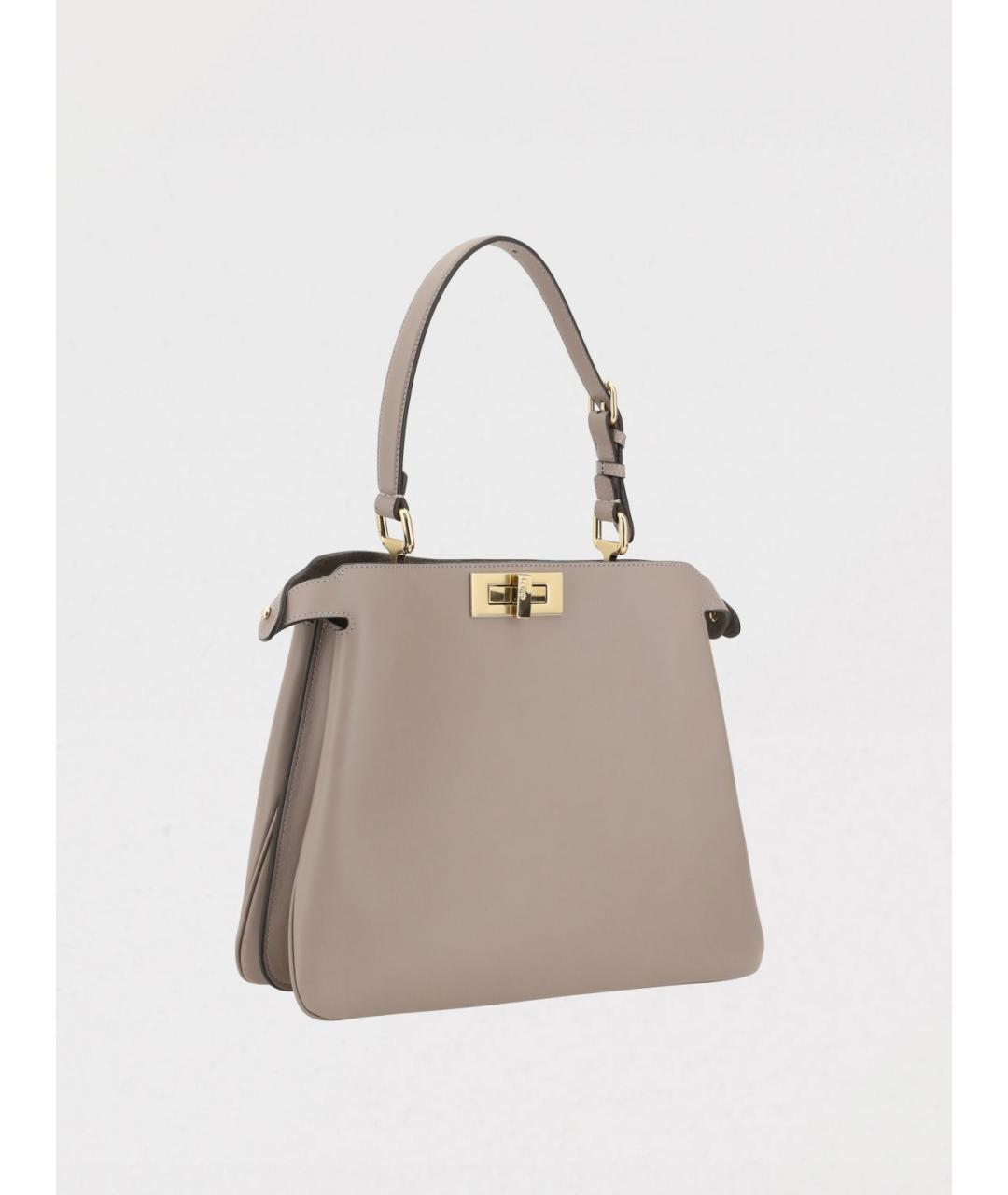 FENDI Бежевая кожаная сумка тоут, фото 2