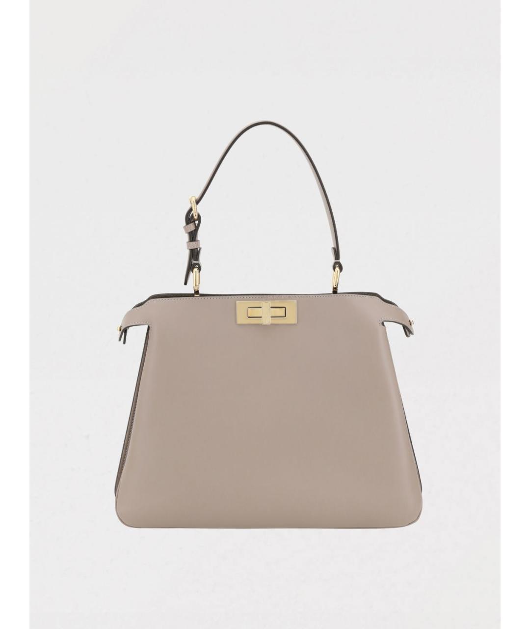 FENDI Бежевая кожаная сумка тоут, фото 4