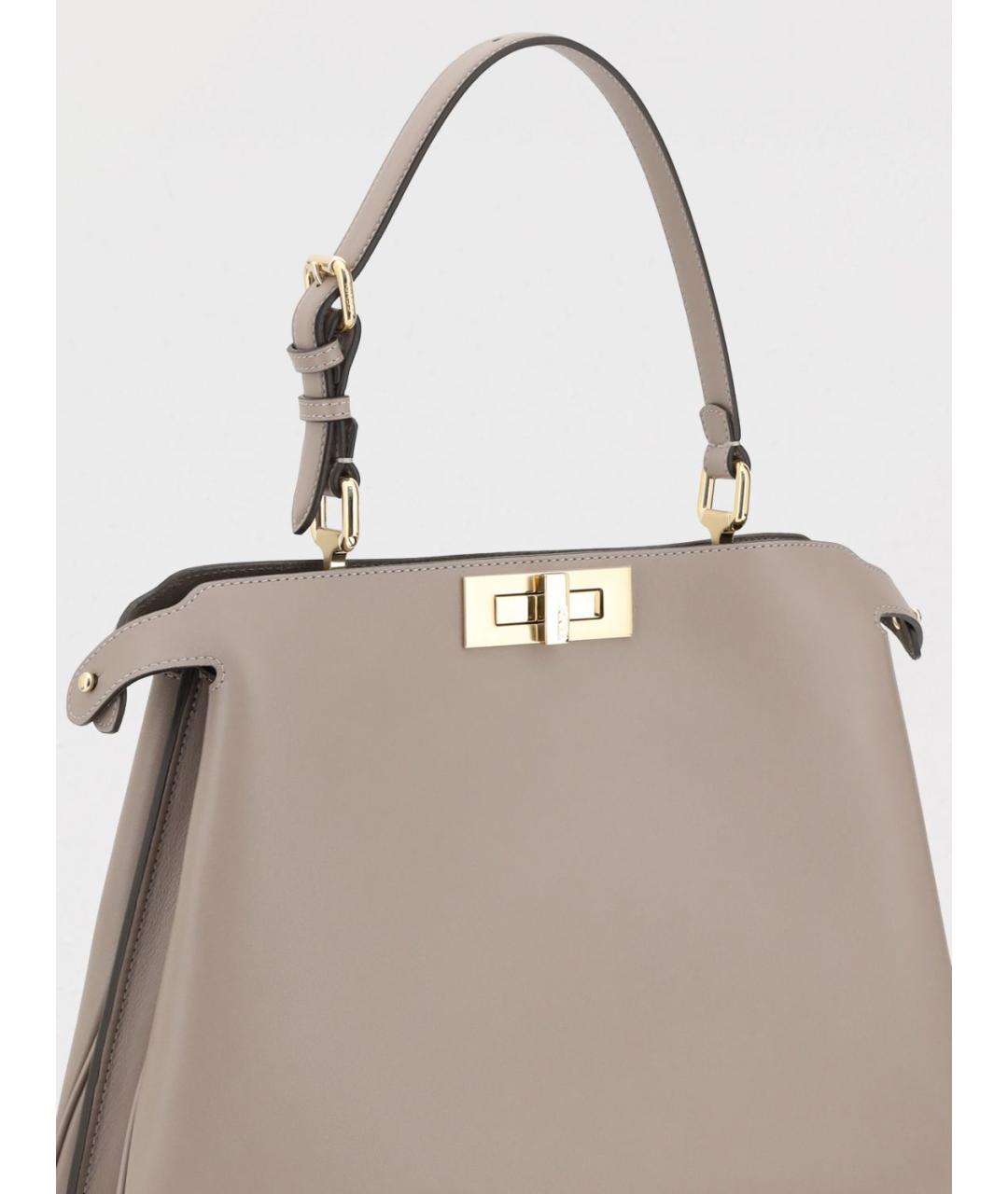 FENDI Бежевая кожаная сумка тоут, фото 3