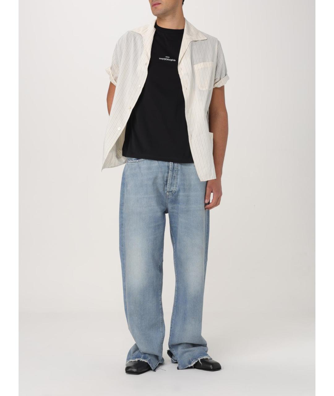 MAISON MARGIELA Голубые хлопковые прямые джинсы, фото 3