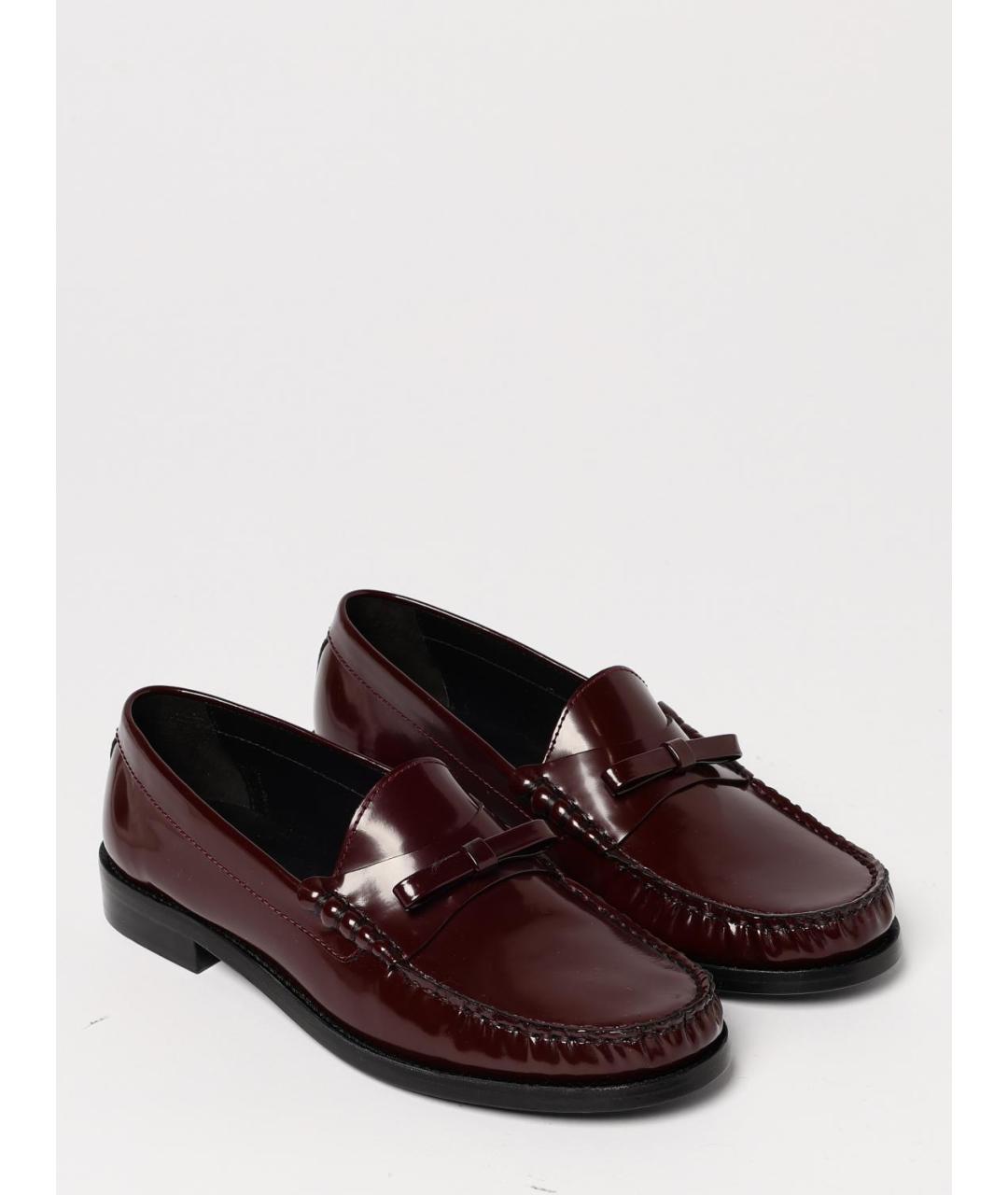 STUART WEITZMAN Бордовые кожаные лоферы, фото 2