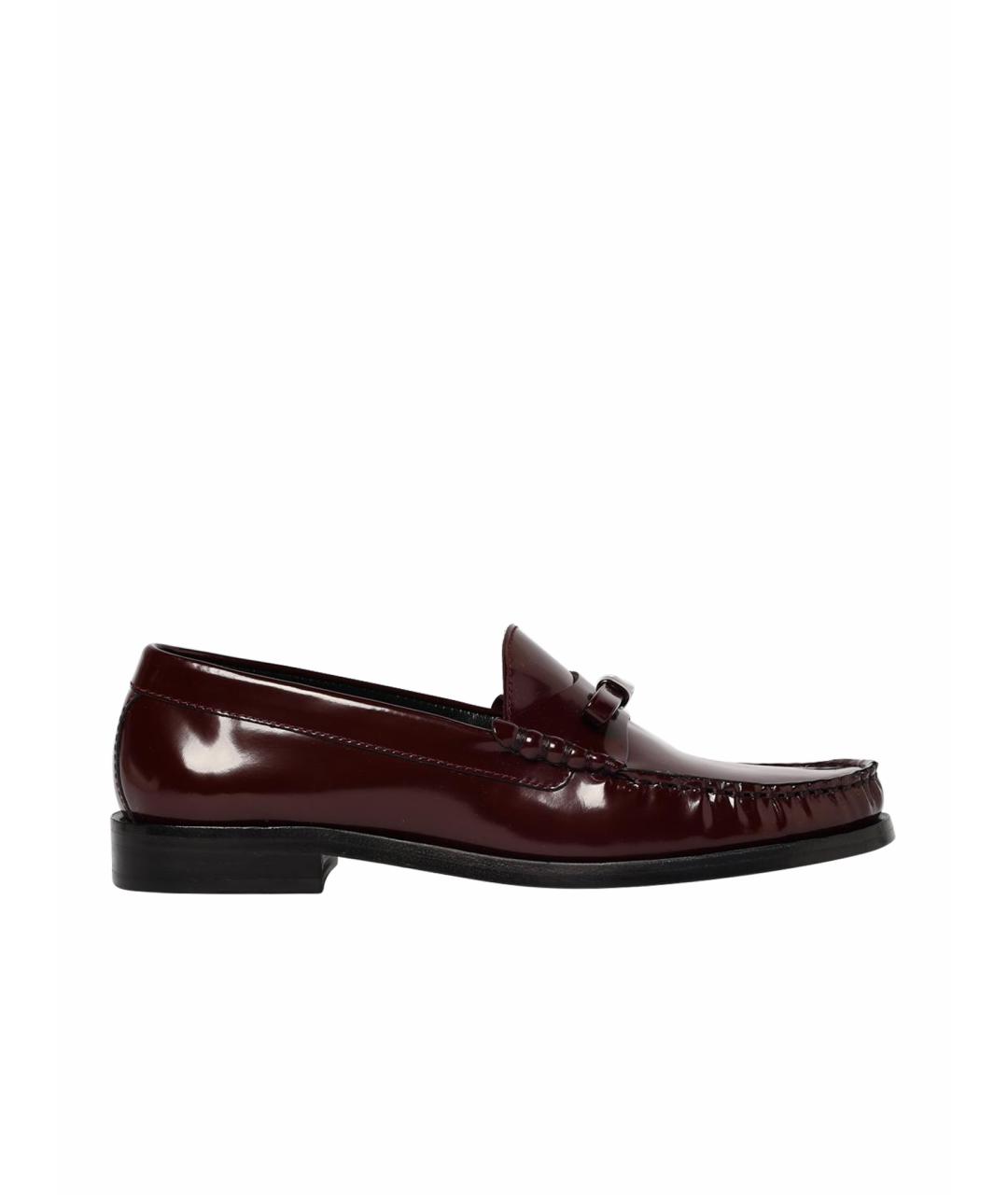 STUART WEITZMAN Бордовые кожаные лоферы, фото 1