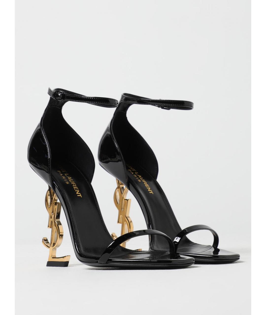 SAINT LAURENT Черные кожаные босоножки, фото 2