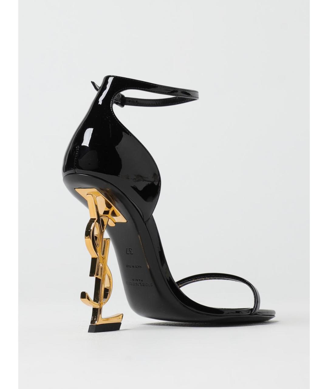 SAINT LAURENT Черные кожаные босоножки, фото 3