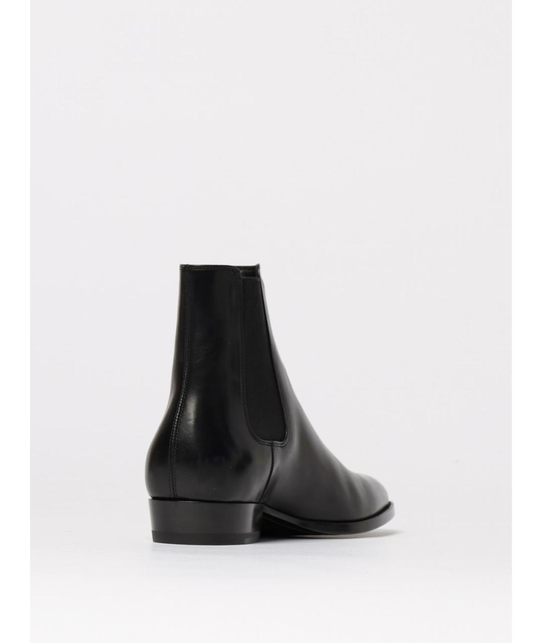 SAINT LAURENT Черные кожаные высокие ботинки, фото 3
