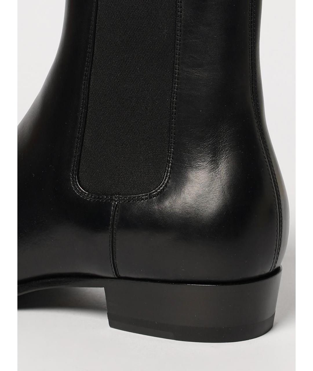 SAINT LAURENT Черные кожаные высокие ботинки, фото 4