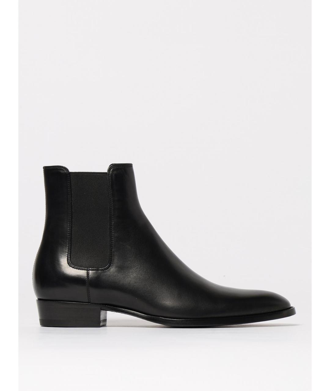 SAINT LAURENT Черные кожаные высокие ботинки, фото 5