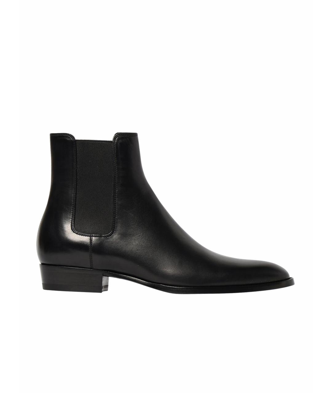 SAINT LAURENT Черные кожаные высокие ботинки, фото 1