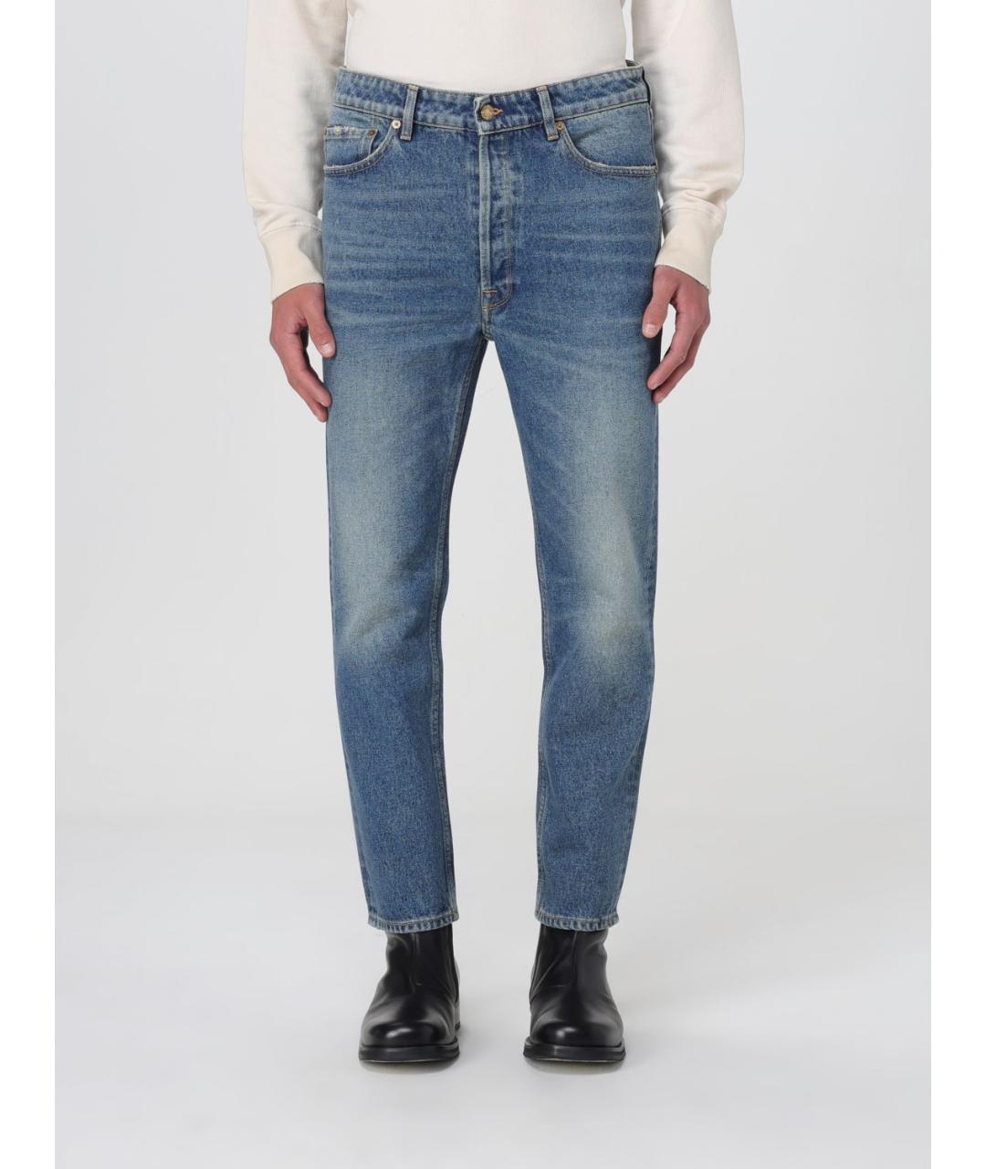GOLDEN GOOSE DELUXE BRAND Синие хлопковые прямые джинсы, фото 2