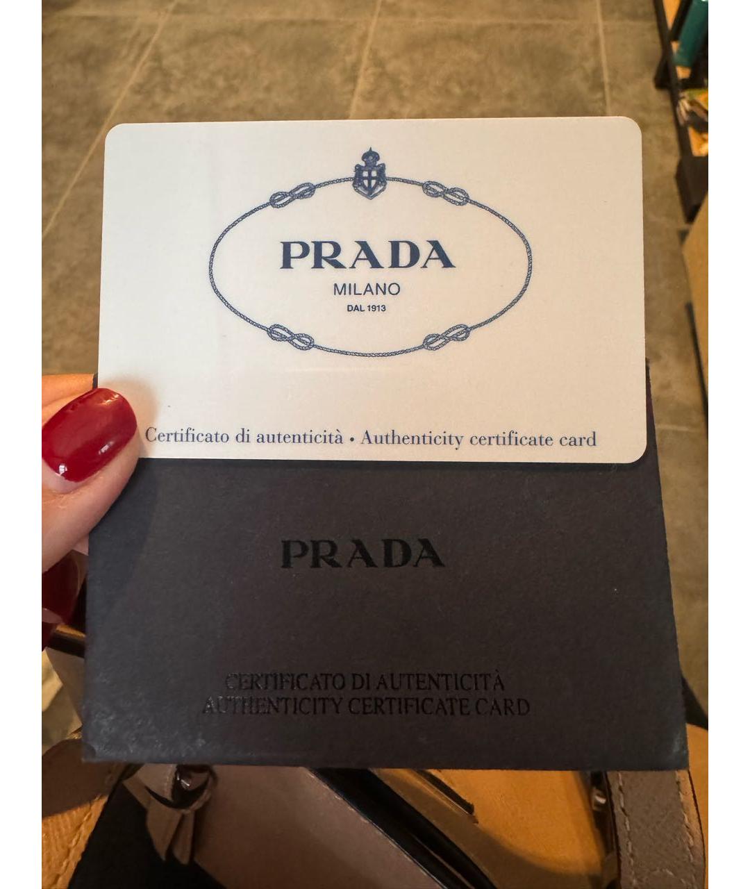 PRADA Бежевая кожаная сумка тоут, фото 8