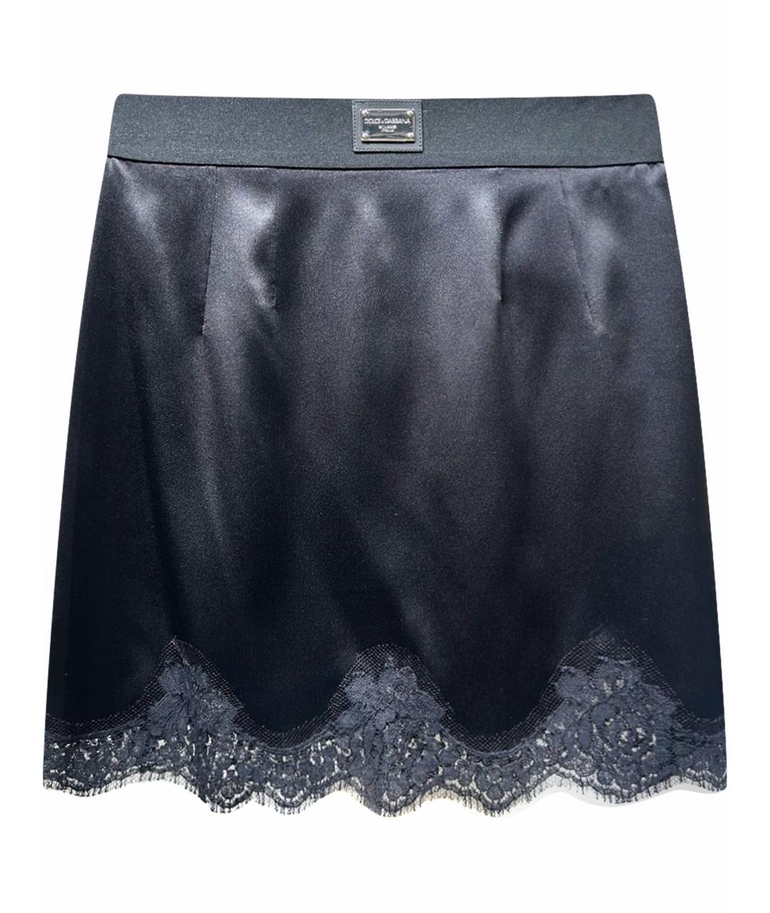 DOLCE&GABBANA Черная шелковая юбка мини, фото 1