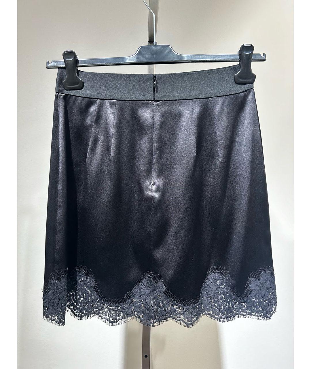 DOLCE&GABBANA Черная шелковая юбка мини, фото 2