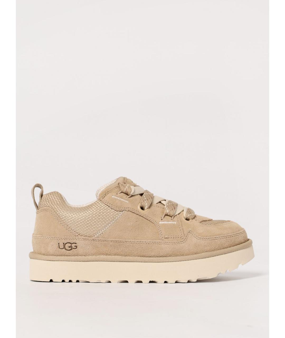 UGG AUSTRALIA Бежевые замшевые низкие кроссовки / кеды, фото 5