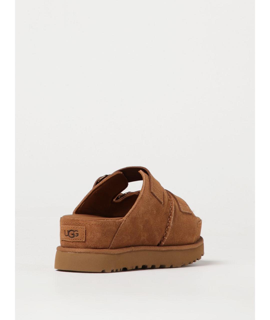 UGG AUSTRALIA Коричневые нубуковые шлепанцы, фото 3