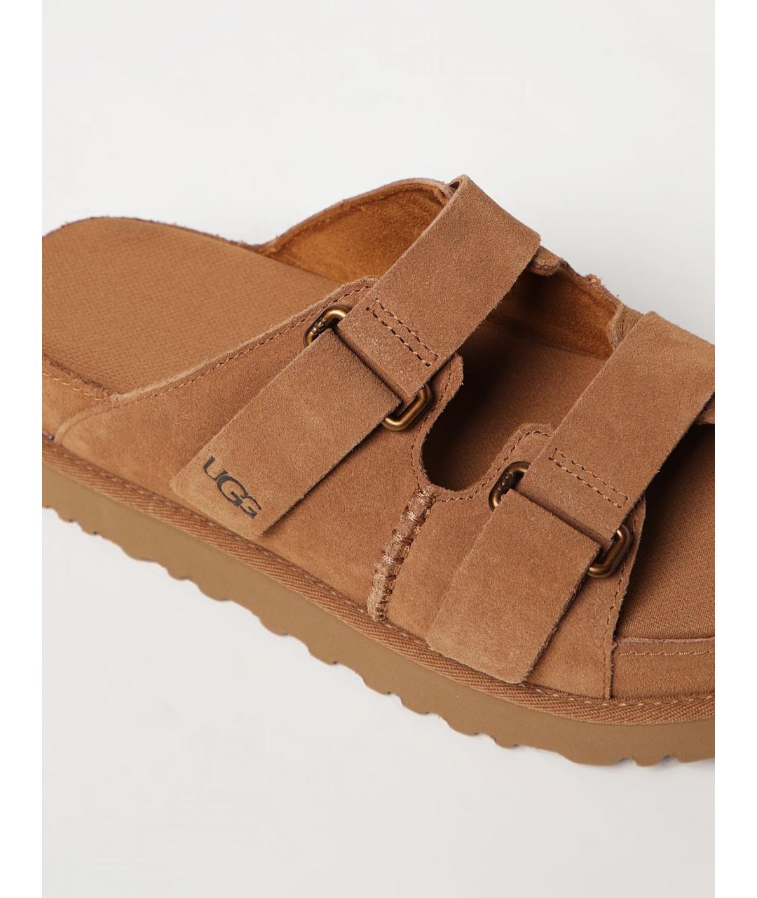 UGG AUSTRALIA Коричневые нубуковые шлепанцы, фото 4